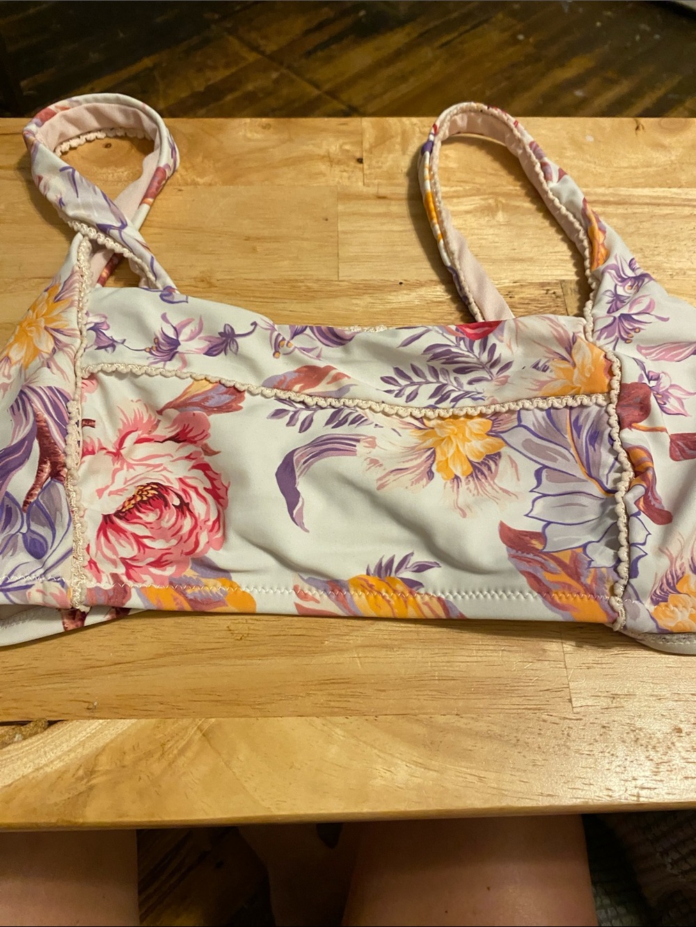 Nanette Lepore Floral Bikini Top in White, Pink, Purple, Yellow